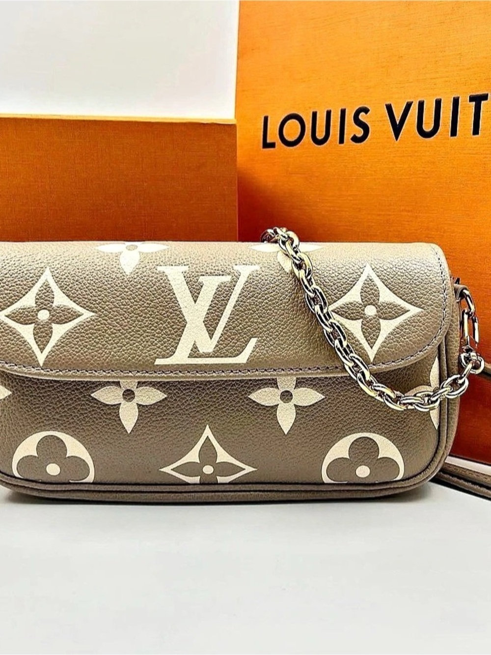 Louis Vuitton Pochette Félicie Crossbody Gray & White